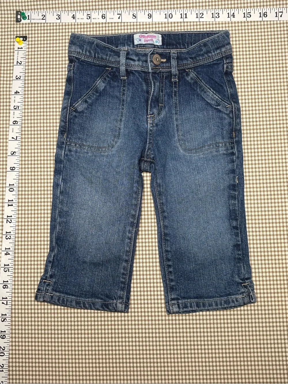 Y2K OshKosh B’gosh Girls Denim Capri Jeans Size 6 Embroidered Floral